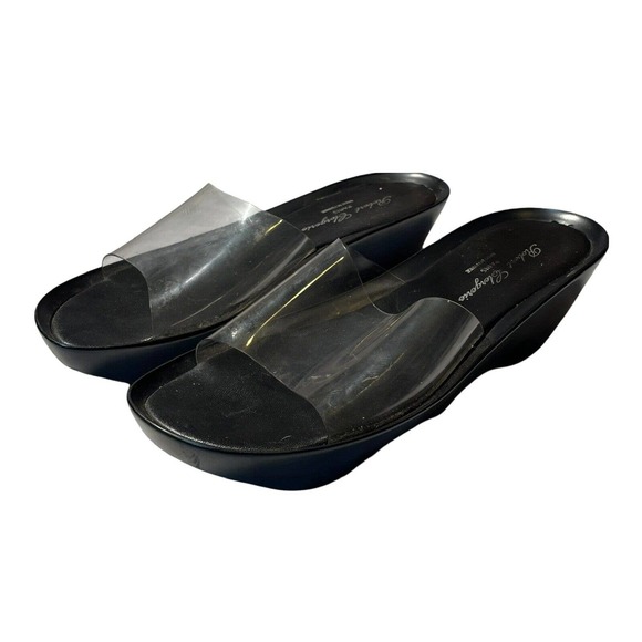 Robert Clergerie Sandals Pvc Clear Slides Platform‎ Black - Picture 1 of 7